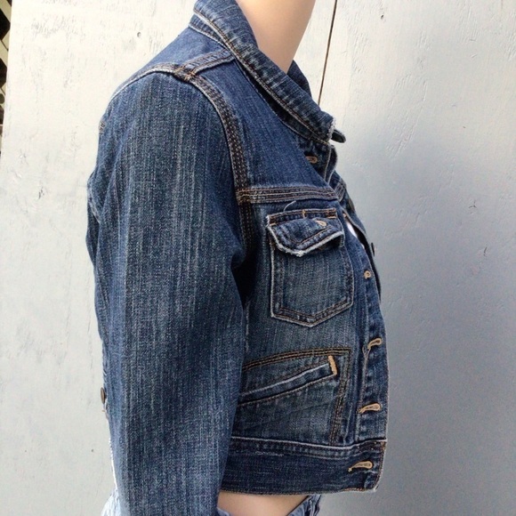 Vintage Y2K Old Navy Dark Blue Wash Denim Cropped  Jacket - Picture 8 of 9